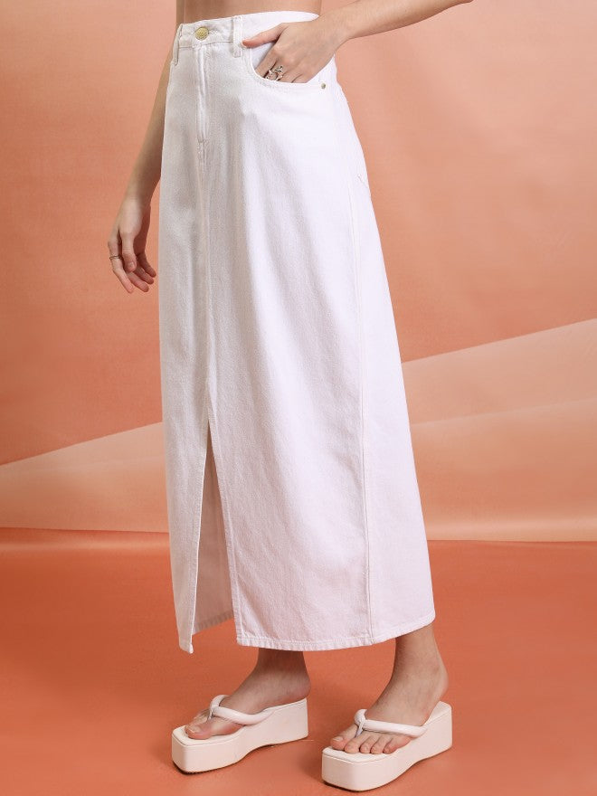 Tokyo Talkies Women White Midi Skirt - White - Image 4