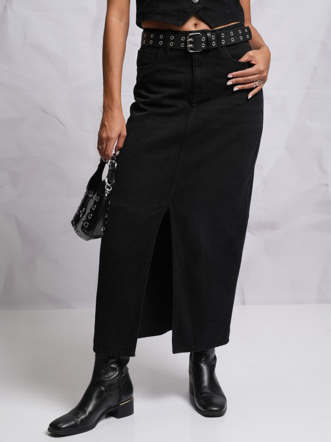 Tokyo Talkies Women Black Maxi Skirt - Black - Image 1