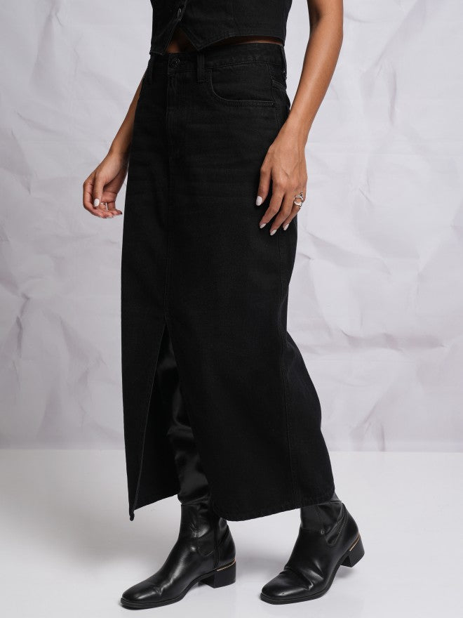 Tokyo Talkies Women Black Maxi Skirt - Black - Image 4