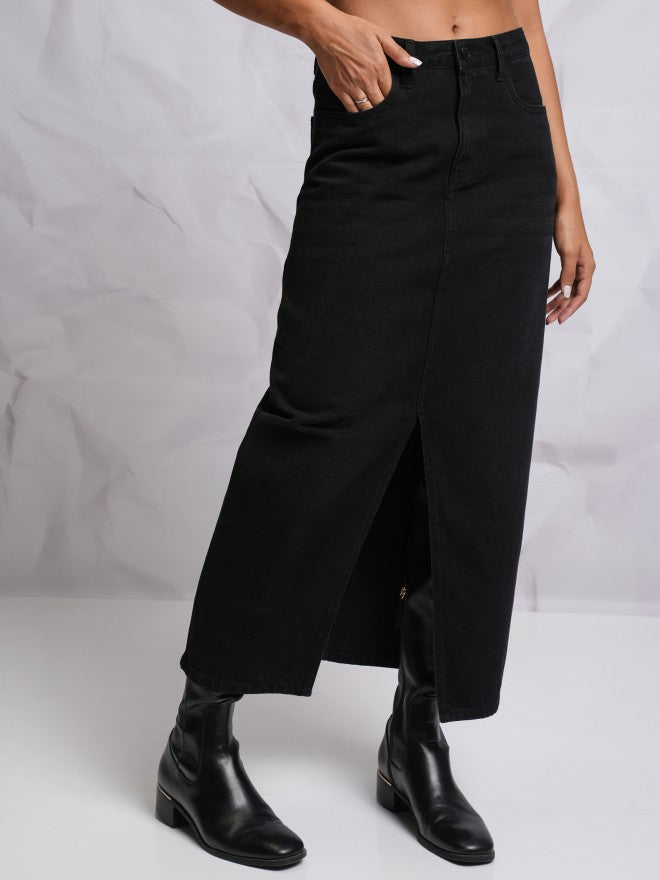 Tokyo Talkies Women Black Maxi Skirt - Black - Image 6