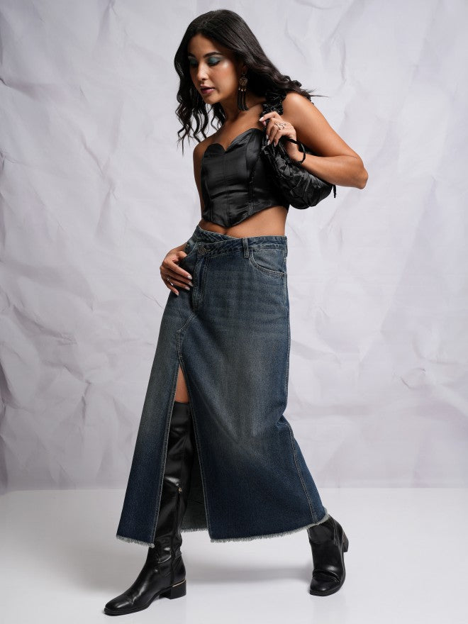 Tokyo Talkies Women Blue Maxi Skirt - Blue - Image 2