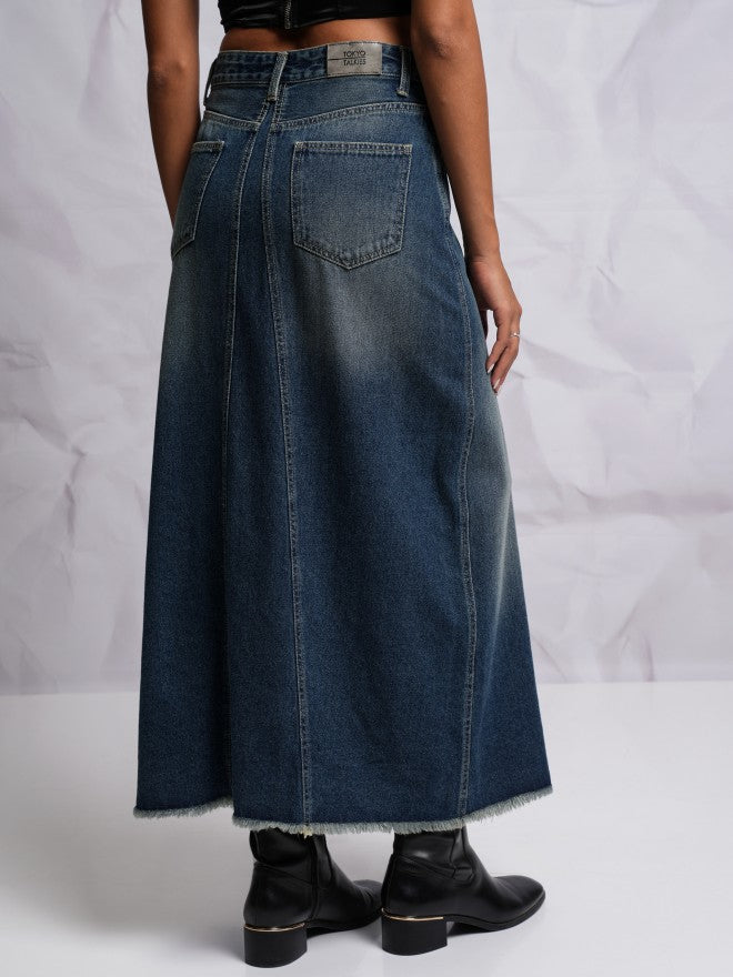 Tokyo Talkies Women Blue Maxi Skirt - Blue - Image 3