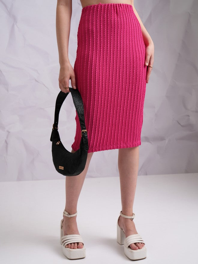 Tokyo Talkies Women Pink Knee Length Skirt - Pink - Image 1