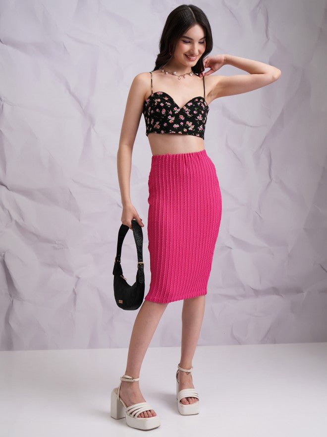Tokyo Talkies Women Pink Knee Length Skirt - Pink - Image 2