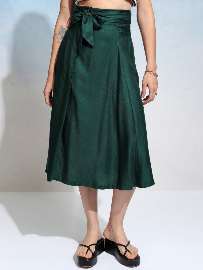 Tokyo Talkies Women Green Midi Skirt - Green - Image 1