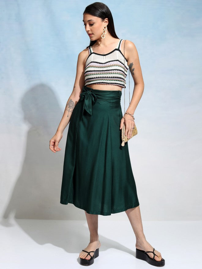 Tokyo Talkies Women Green Midi Skirt - Green - Image 2