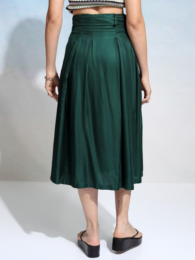 Tokyo Talkies Women Green Midi Skirt - Green - Image 3
