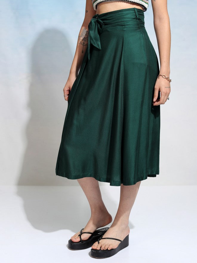 Tokyo Talkies Women Green Midi Skirt - Green - Image 4