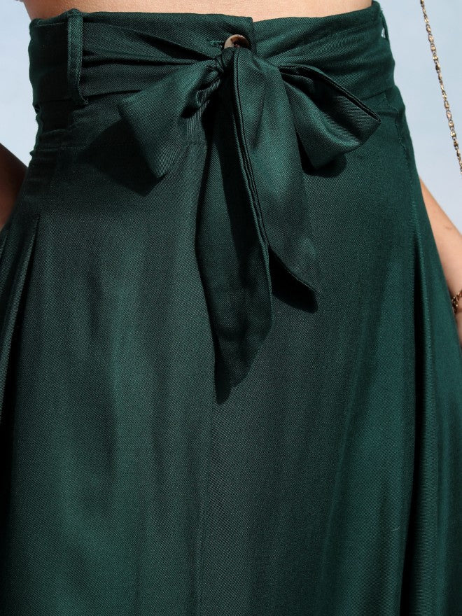 Tokyo Talkies Women Green Midi Skirt - Green - Image 5