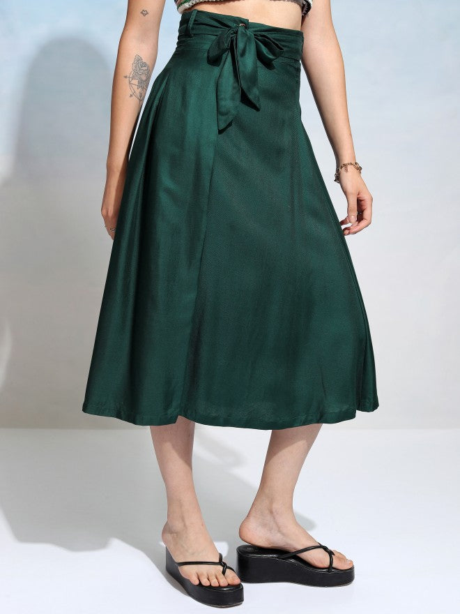 Tokyo Talkies Women Green Midi Skirt - Green - Image 6