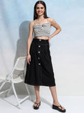 Tokyo Talkies Women Black Midi Skirt - Black - Image 1