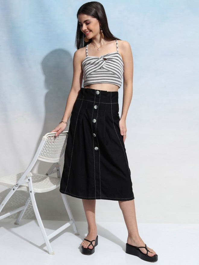 Tokyo Talkies Women Black Midi Skirt - Black - Image 2