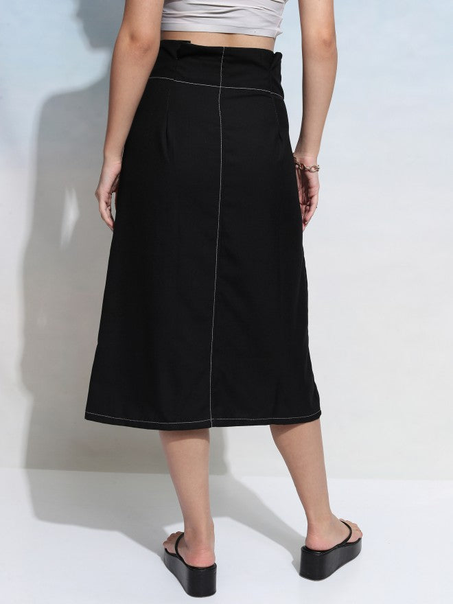Tokyo Talkies Women Black Midi Skirt - Black - Image 3