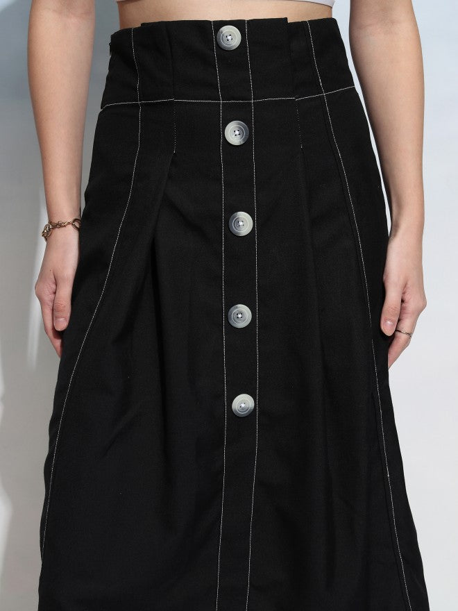 Tokyo Talkies Women Black Midi Skirt - Black - Image 5