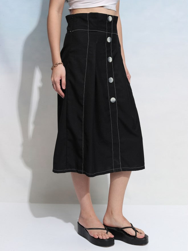 Tokyo Talkies Women Black Midi Skirt - Black - Image 6