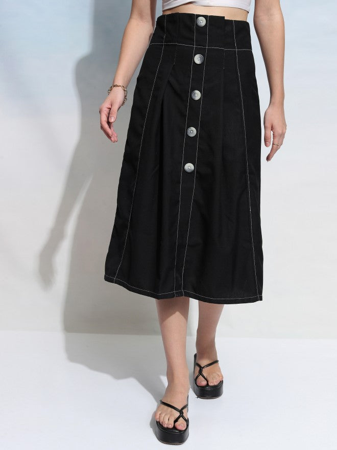 Tokyo Talkies Women Black Midi Skirt - Black - Image 7