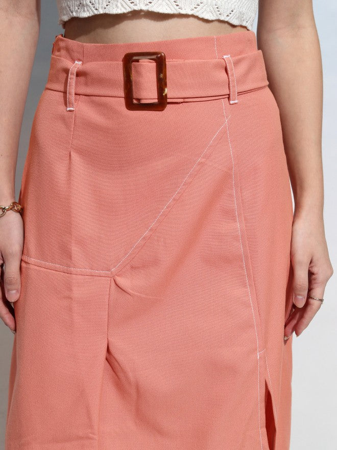 Tokyo Talkies Women Orange Midi Skirt - Orange - Image 5