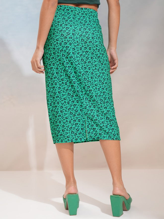 Tokyo Talkies Women Green Midi Skirt - Green - Image 3