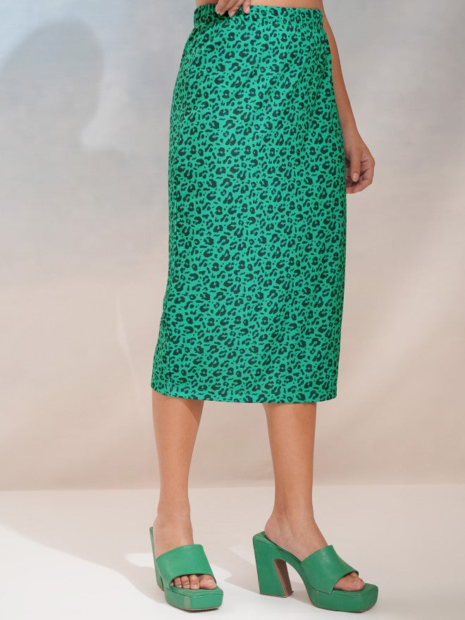 Tokyo Talkies Women Green Midi Skirt - Green - Image 6