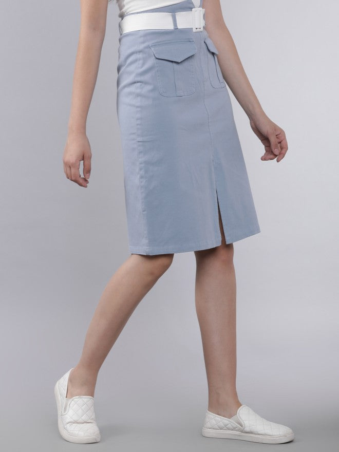 Tokyo Talkies Women Blue Knee Length Skirt - Blue - Image 6