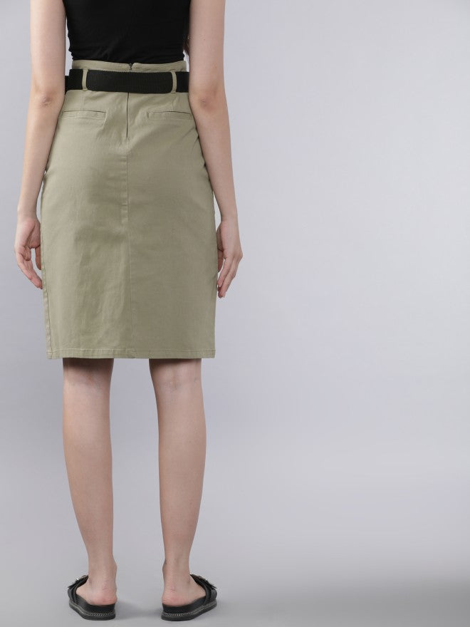 Tokyo Talkies Women Grey Knee Length Skirt - Grey - Image 3