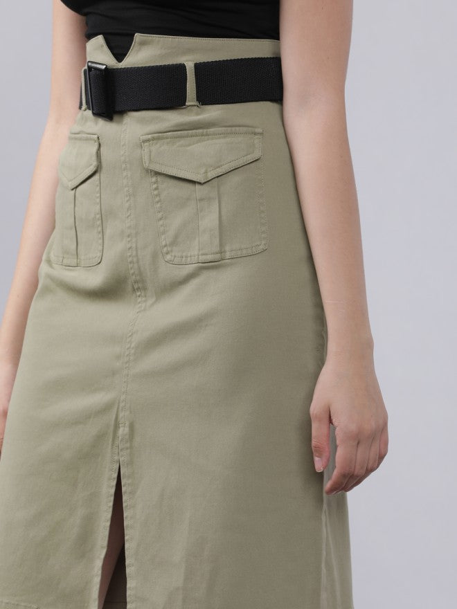 Tokyo Talkies Women Grey Knee Length Skirt - Grey - Image 4