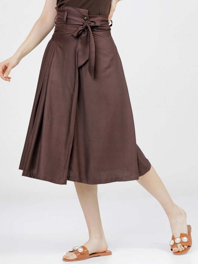 Tokyo Talkies Women Brown Midi Skirt - Brown - Image 2