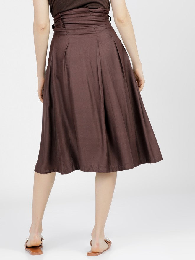 Tokyo Talkies Women Brown Midi Skirt - Brown - Image 3