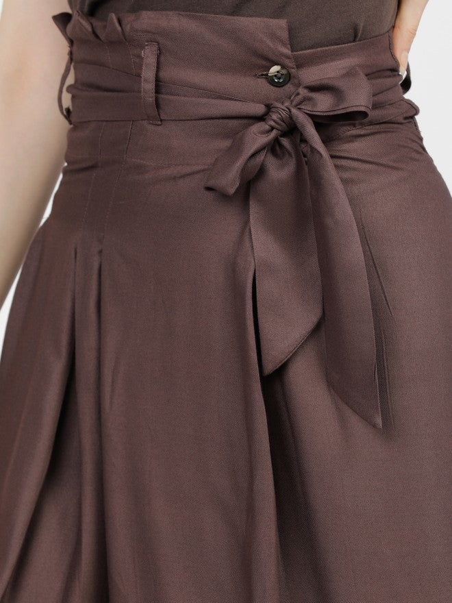 Tokyo Talkies Women Brown Midi Skirt - Brown - Image 4