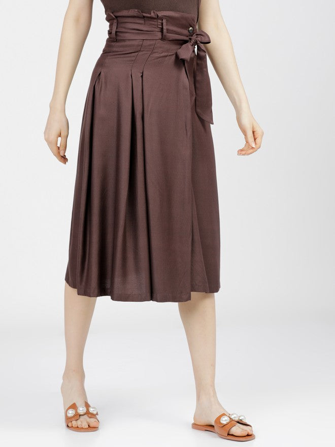 Tokyo Talkies Women Brown Midi Skirt - Brown - Image 6