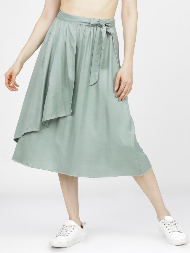 Tokyo Talkies Women Green Midi Skirt - Green - Image 1