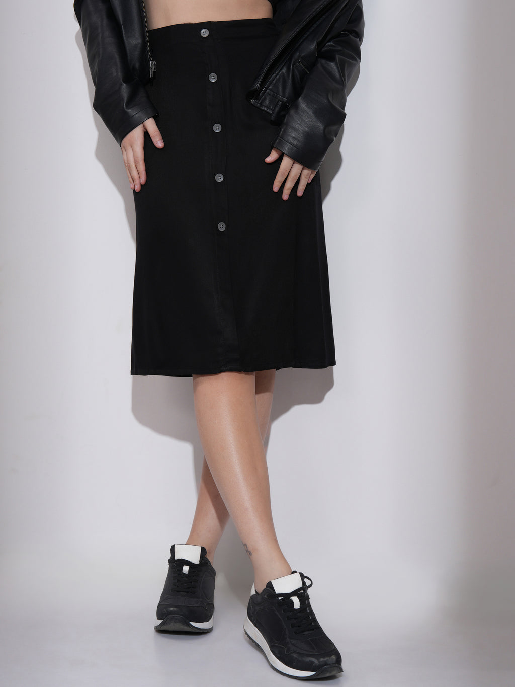 Tokyo Talkies Women Black Midi Skirt - Black - Image 1