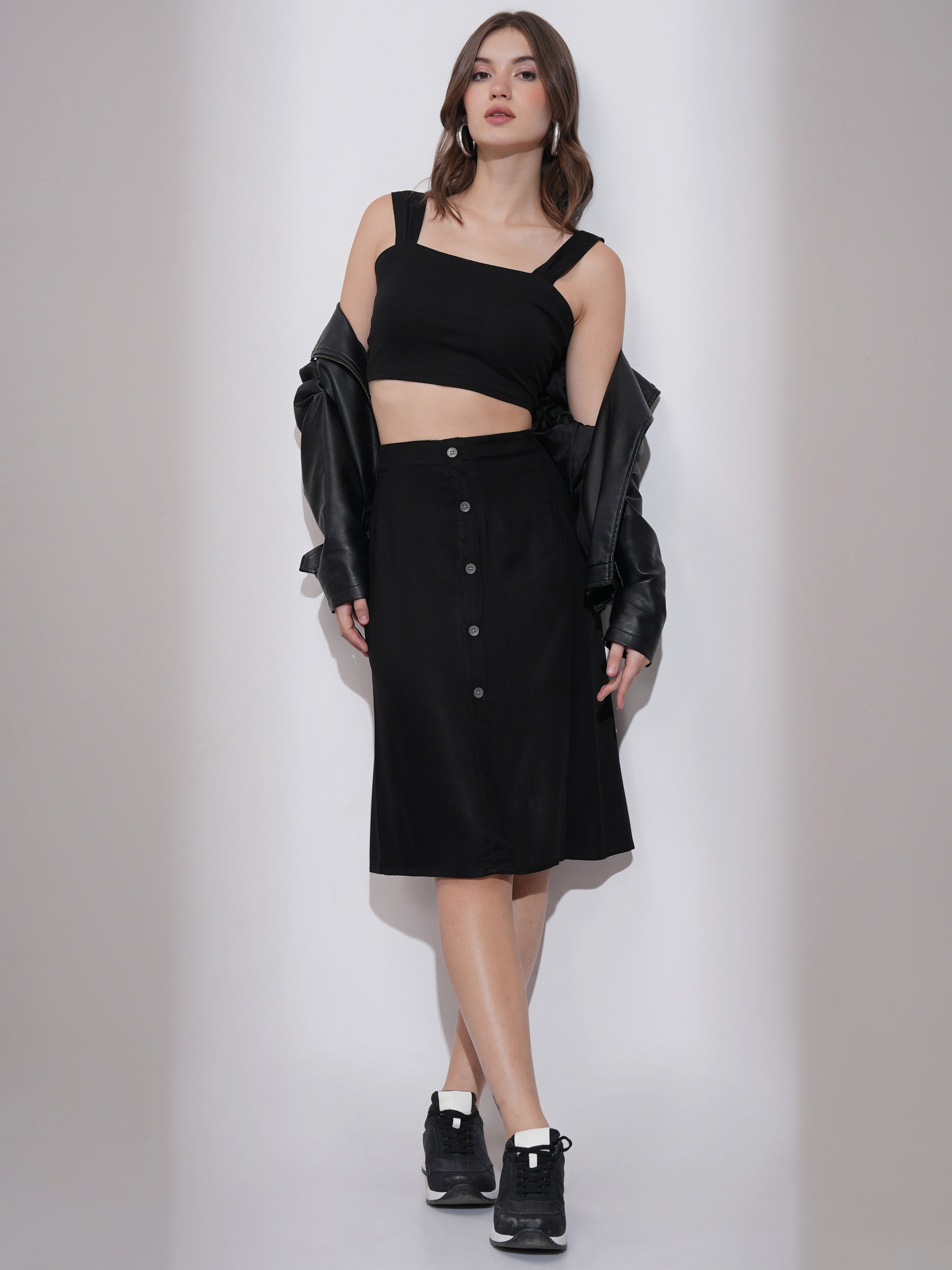 Tokyo Talkies Women Black Midi Skirt - Black - Image 2