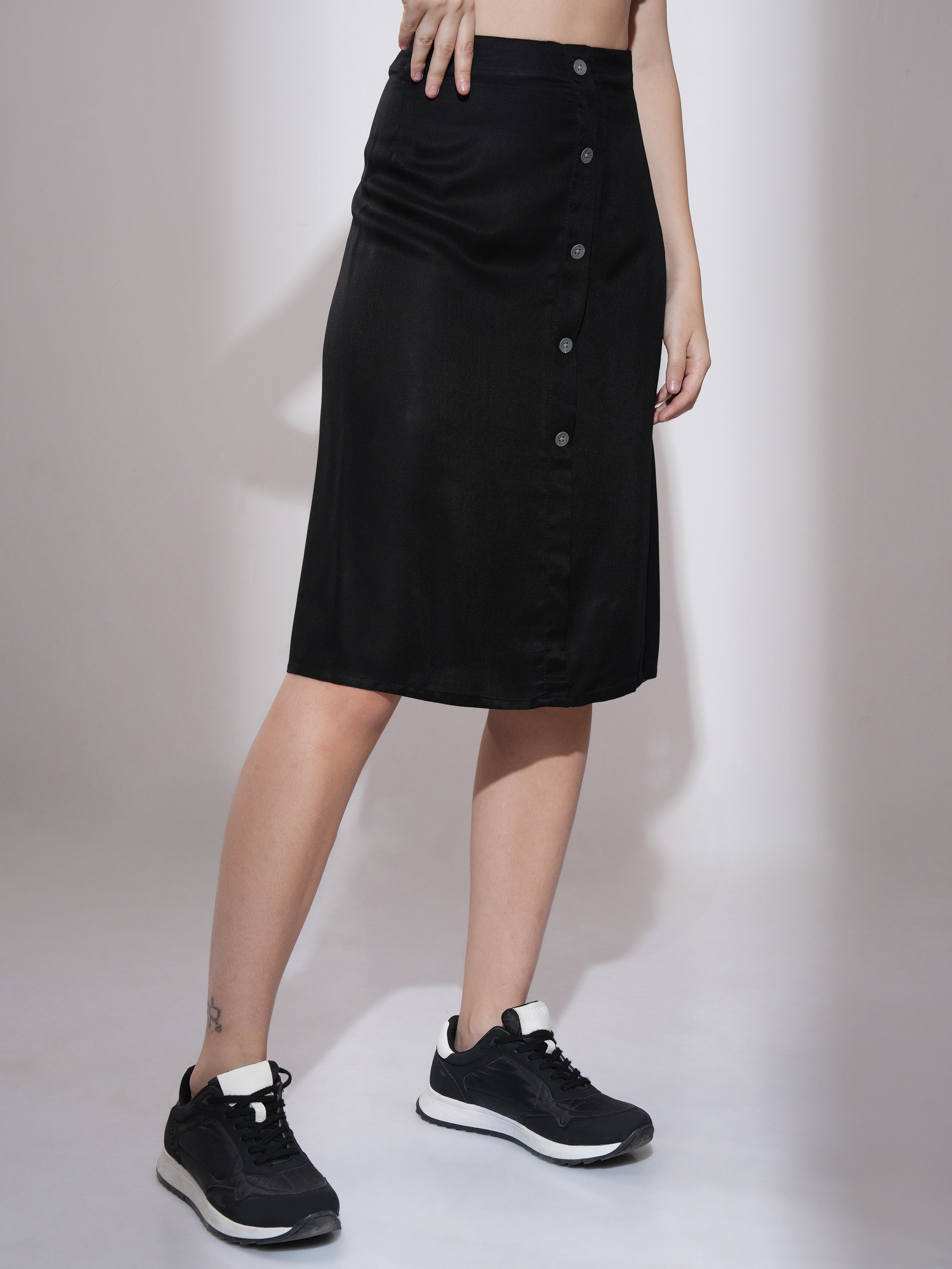 Tokyo Talkies Women Black Midi Skirt - Black - Image 6