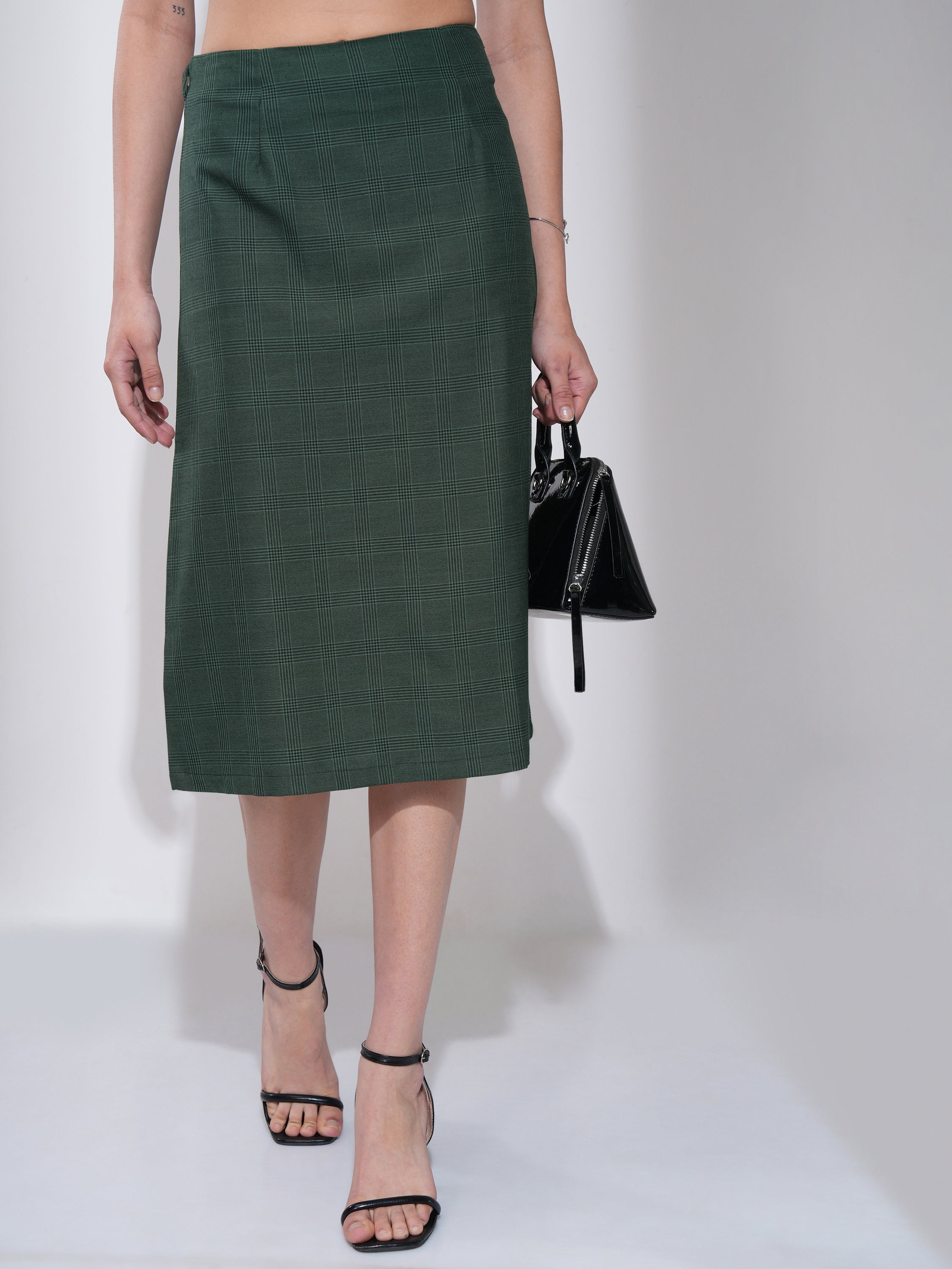 Tokyo Talkies Women Green Midi Skirt - Green - Image 1
