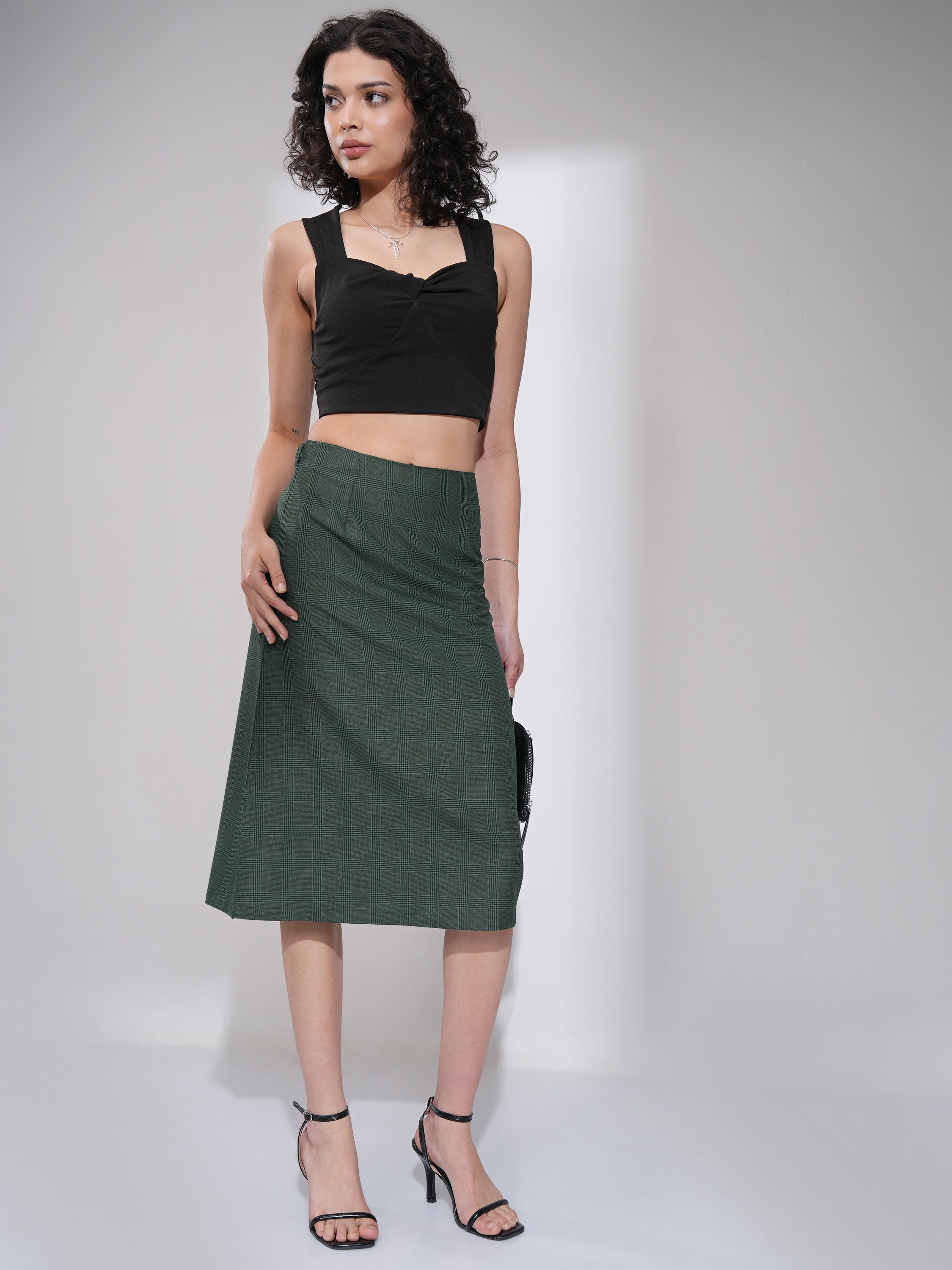 Tokyo Talkies Women Green Midi Skirt - Green - Image 2