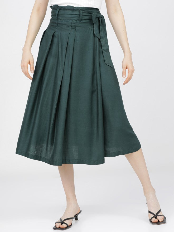 Tokyo Talkies Women Green Midi Skirt - Green - Image 1