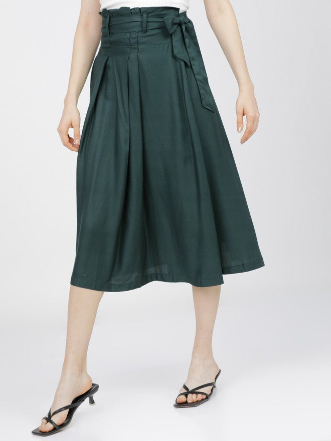 Tokyo Talkies Women Green Midi Skirt - Green - Image 2