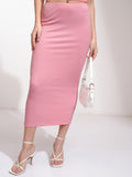 Tokyo Talkies Women Pink Midi Skirt - Pink - Image 1