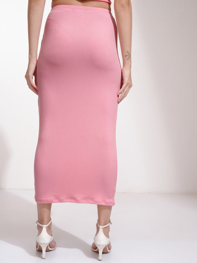 Tokyo Talkies Women Pink Midi Skirt - Pink - Image 3