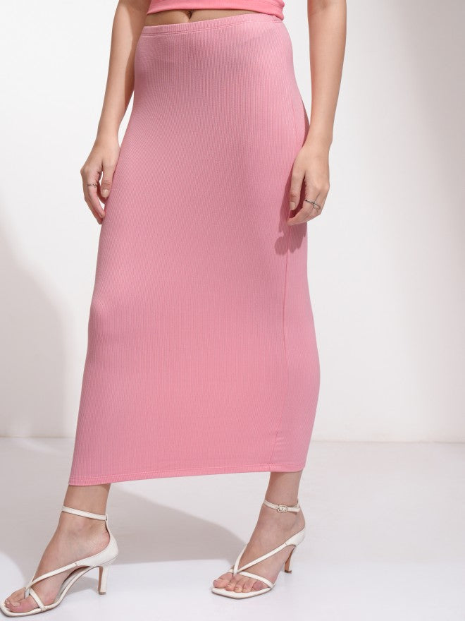 Tokyo Talkies Women Pink Midi Skirt - Pink - Image 4