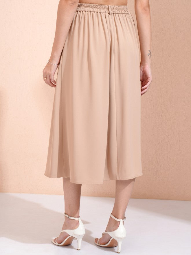 Tokyo Talkies Women Beige Midi Skirt - Beige - Image 3