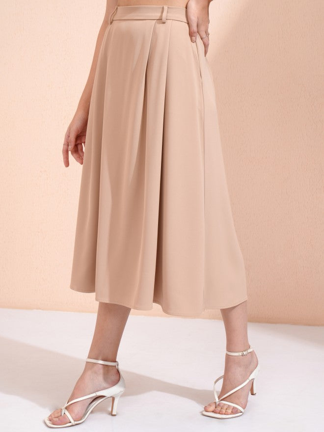 Tokyo Talkies Women Beige Midi Skirt - Beige - Image 4
