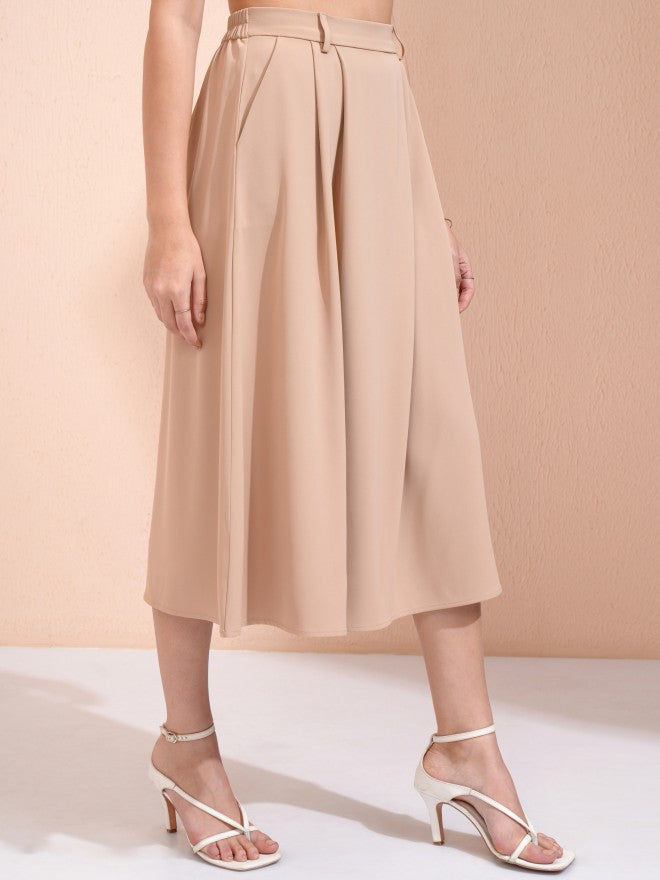 Tokyo Talkies Women Beige Midi Skirt - Beige - Image 6