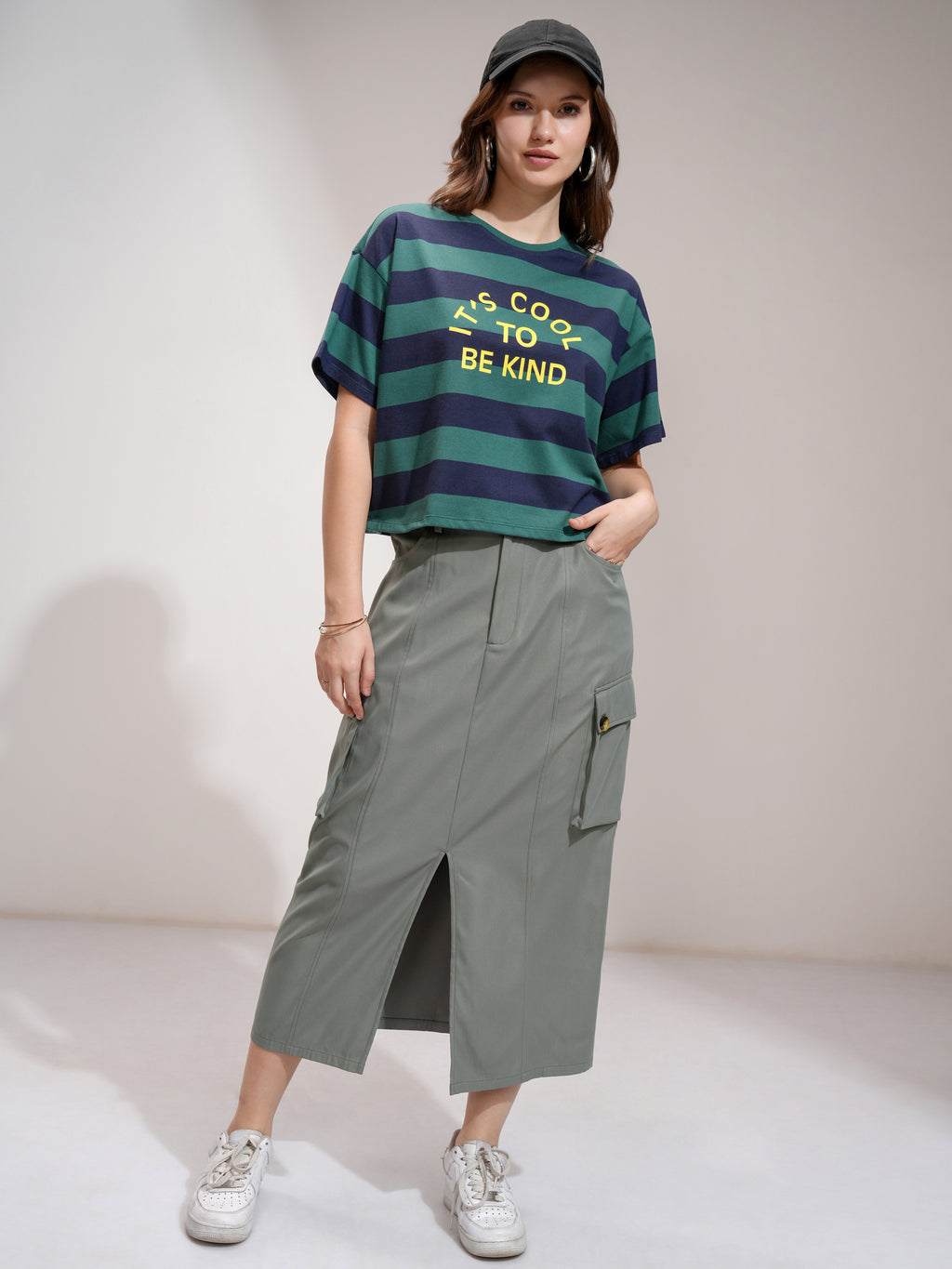Tokyo Talkies Women Olive Midi Skirt - Olive - Image 2