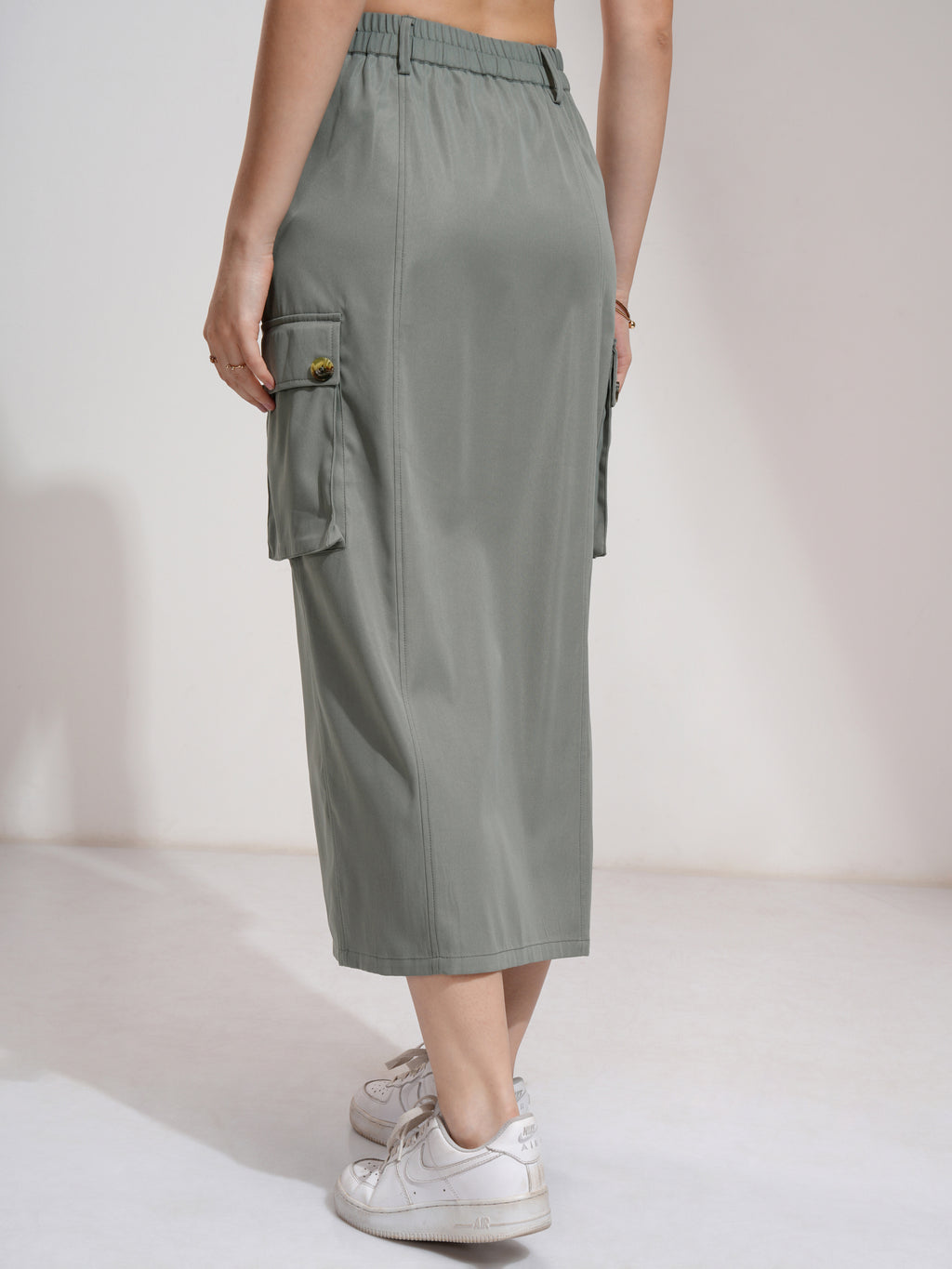 Tokyo Talkies Women Olive Midi Skirt - Olive - Image 3