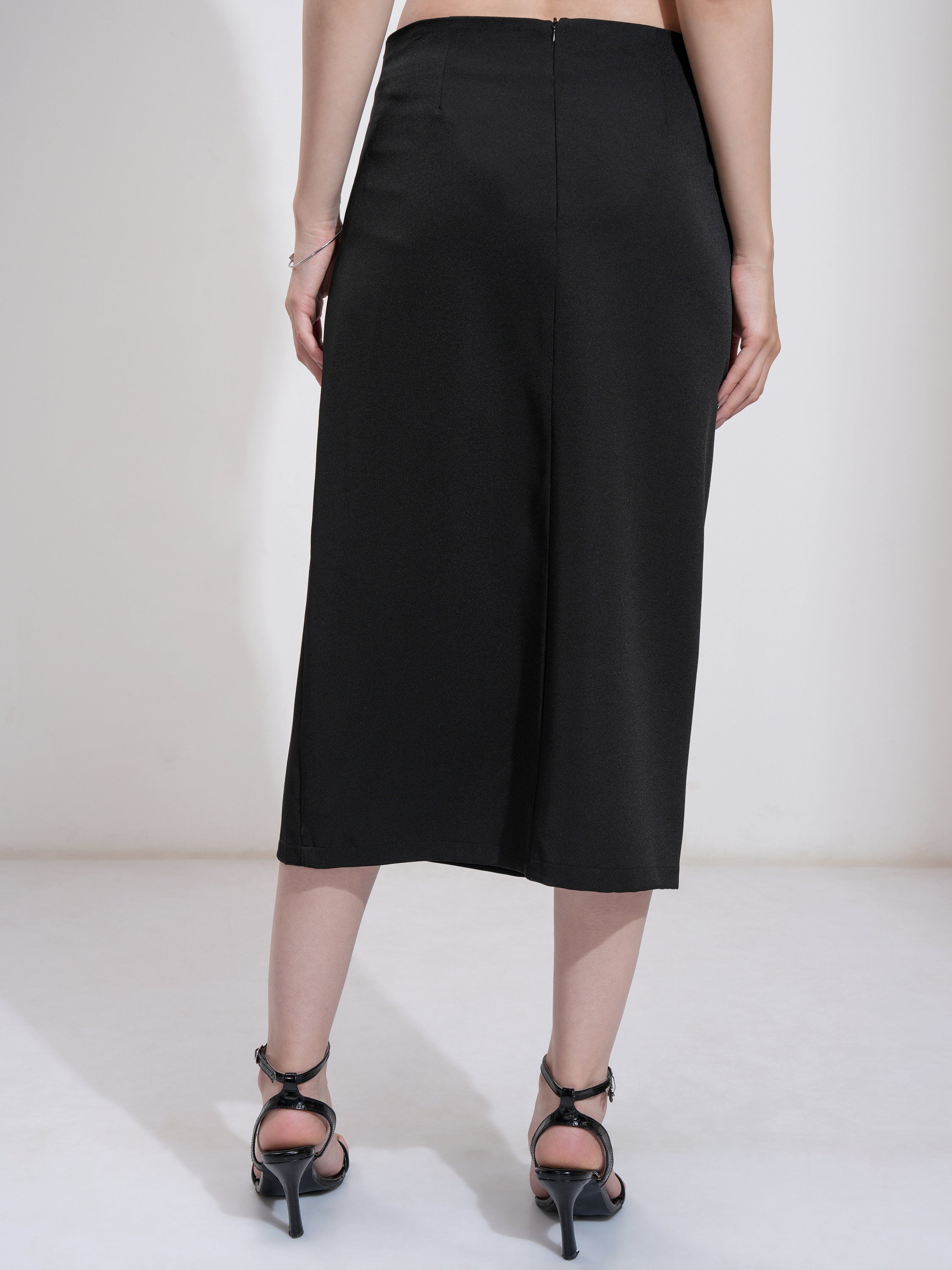 Tokyo Talkies Women Black Midi Skirt - Black - Image 3