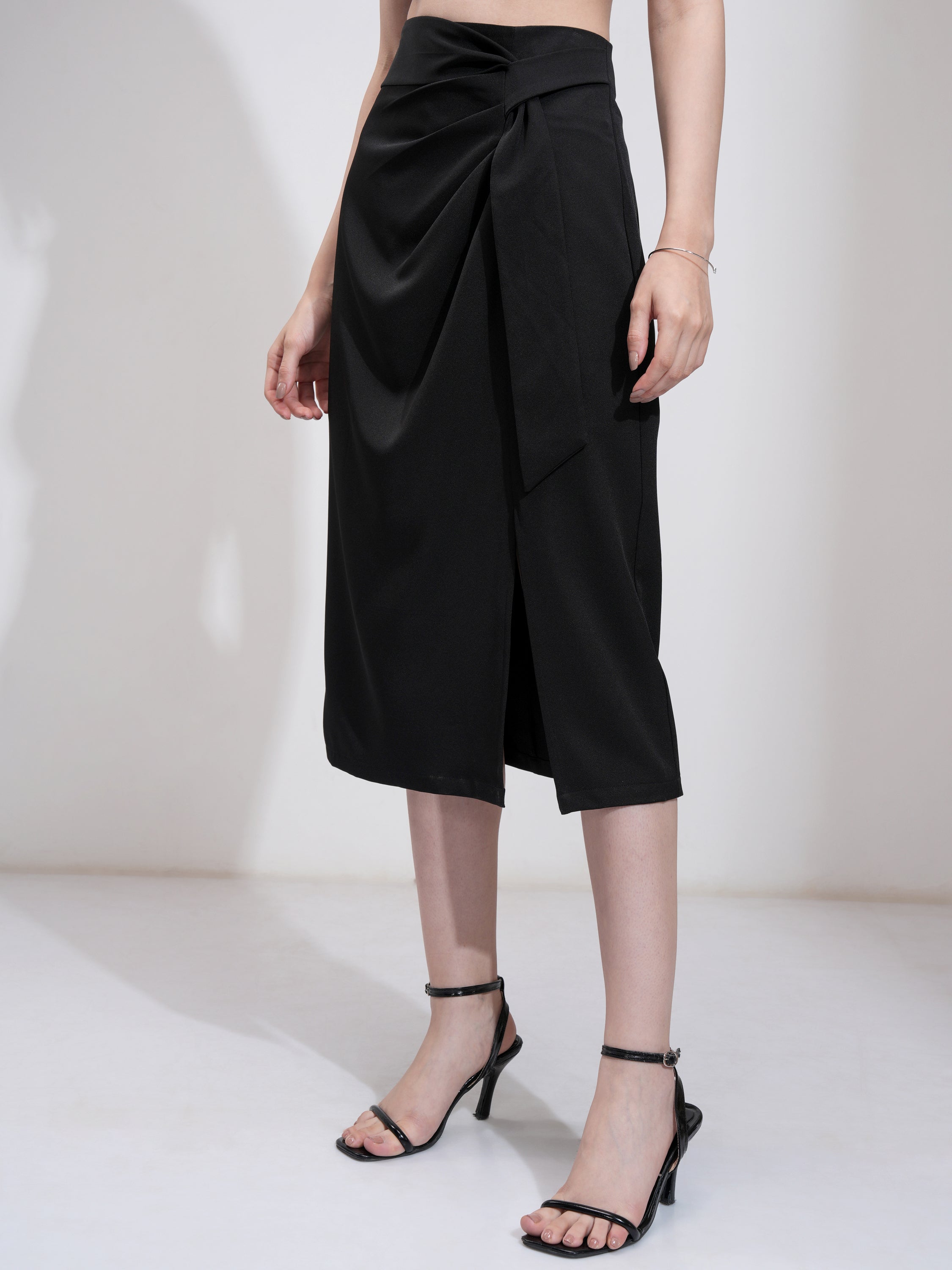 Tokyo Talkies Women Black Midi Skirt - Black - Image 4