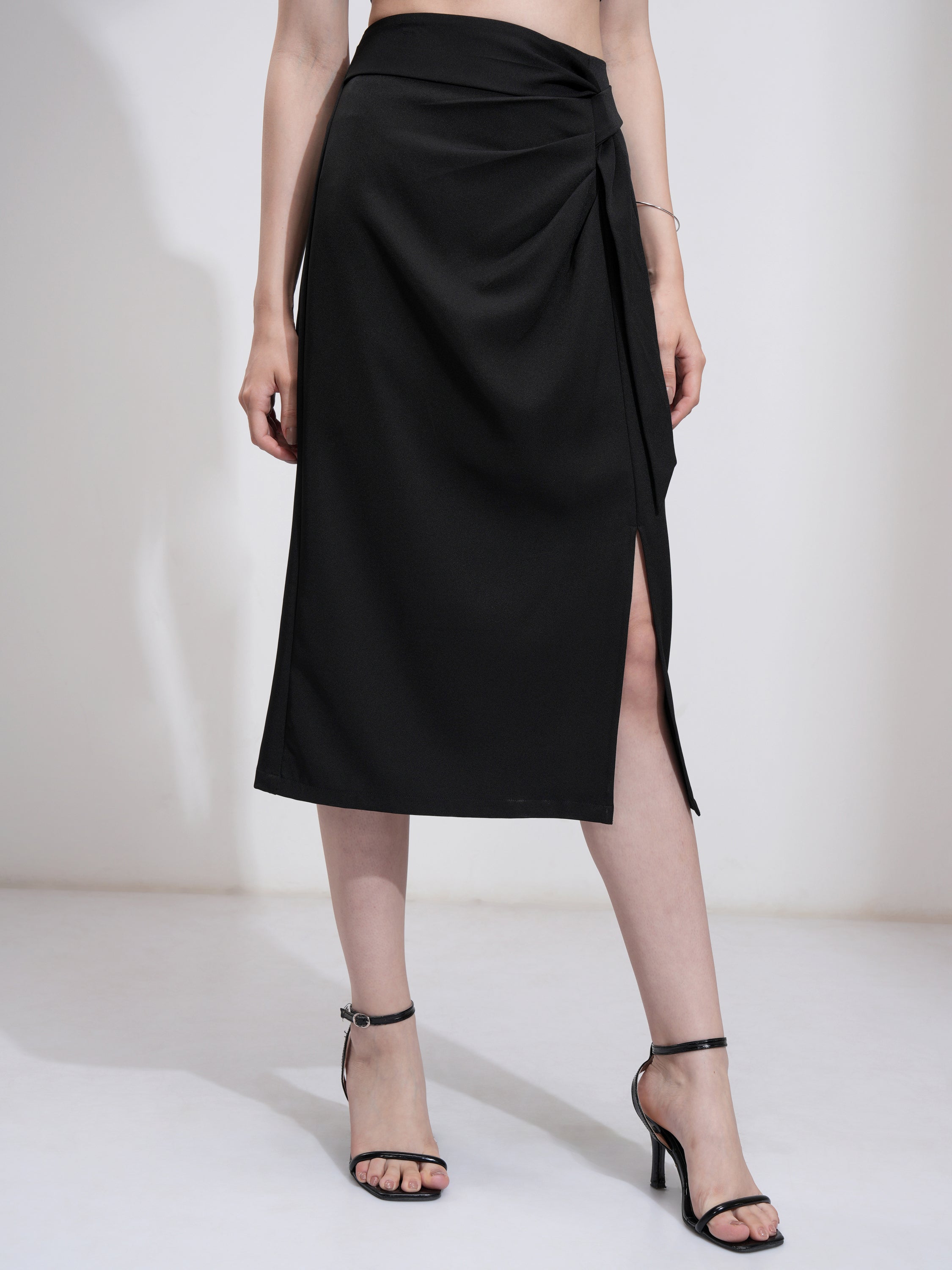 Tokyo Talkies Women Black Midi Skirt - Black - Image 6