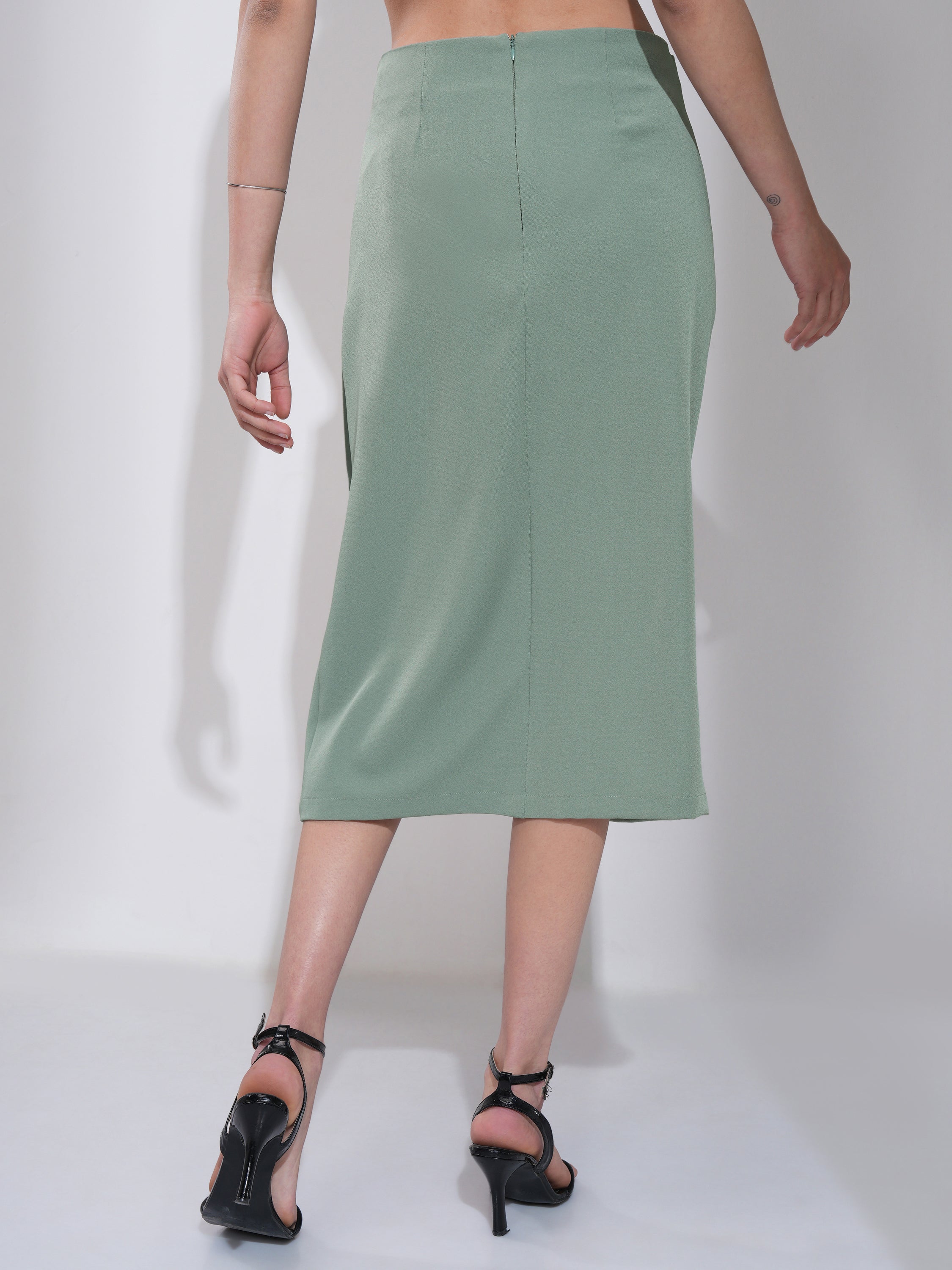 Tokyo Talkies Women Green Midi Skirt - Green - Image 3